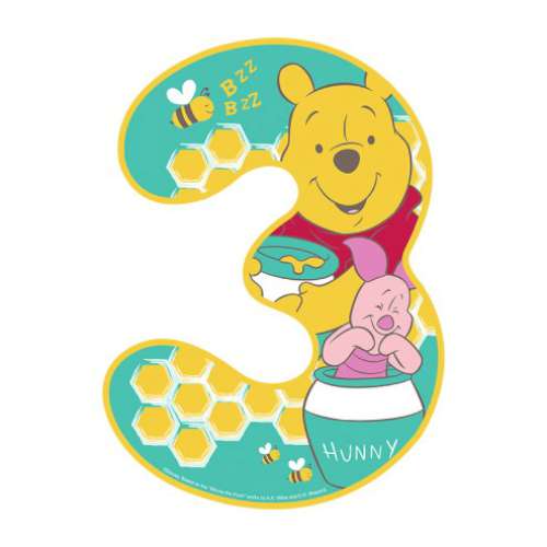Winnie The Pooh Number 3 Edible Icing Image - Click Image to Close
